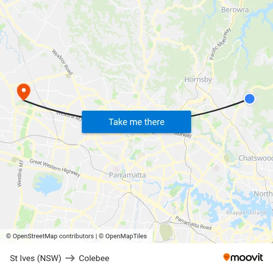 St Ives (NSW) to Colebee map