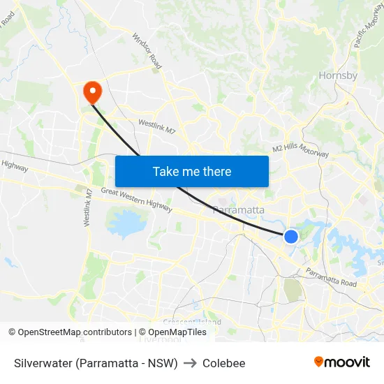 Silverwater (Parramatta - NSW) to Colebee map