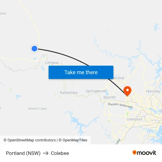 Portland (NSW) to Colebee map