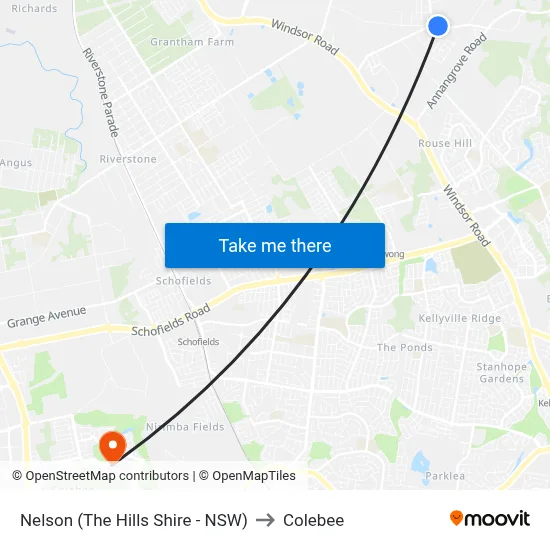 Nelson (The Hills Shire - NSW) to Colebee map