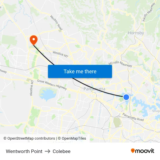 Wentworth Point to Colebee map