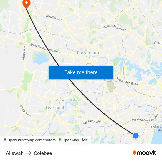 Allawah to Colebee map