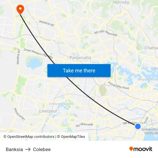 Banksia to Colebee map