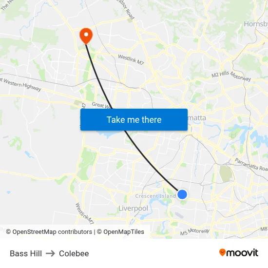 Bass Hill to Colebee map