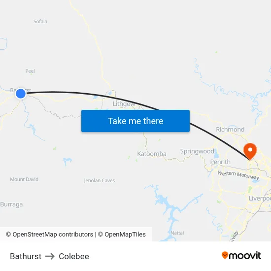 Bathurst to Colebee map