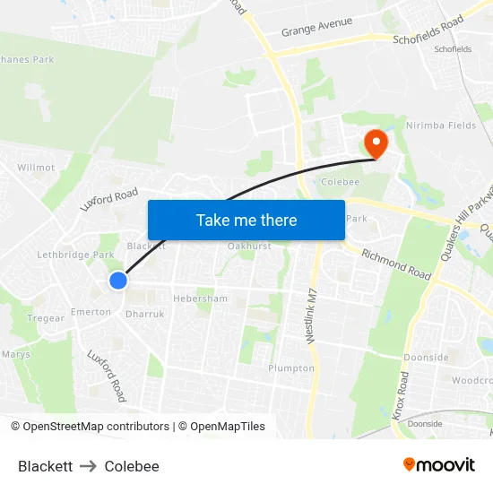 Blackett to Colebee map