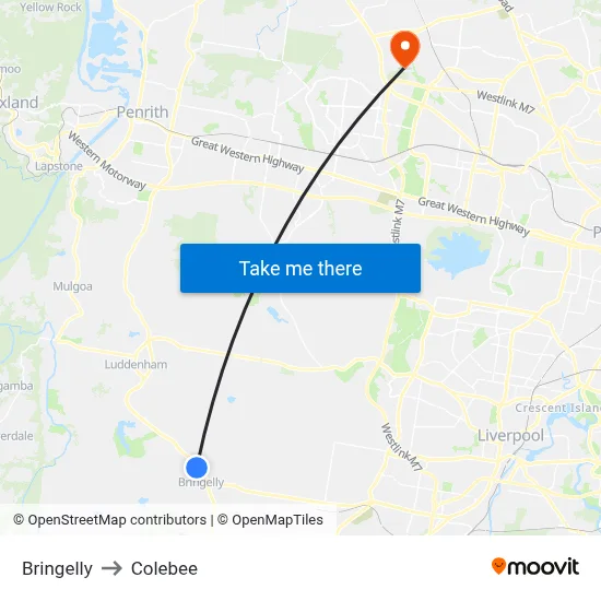 Bringelly to Colebee map