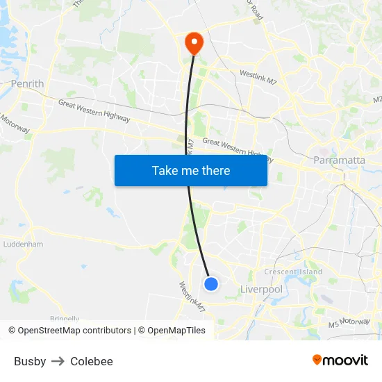 Busby to Colebee map