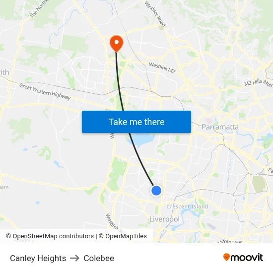 Canley Heights to Colebee map