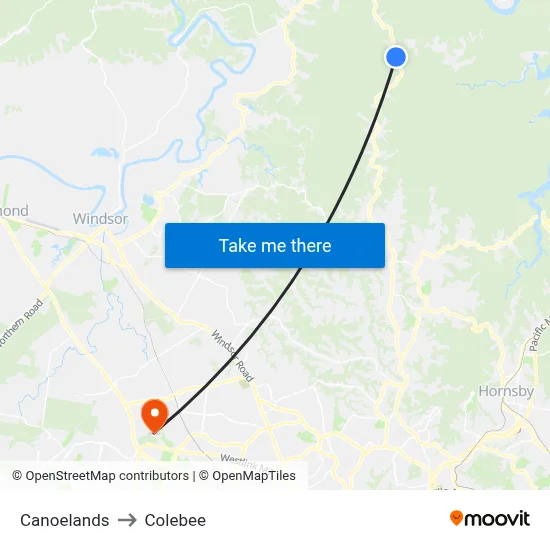 Canoelands to Colebee map