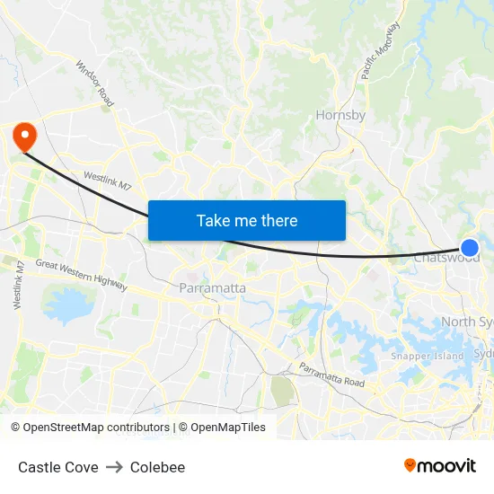 Castle Cove to Colebee map