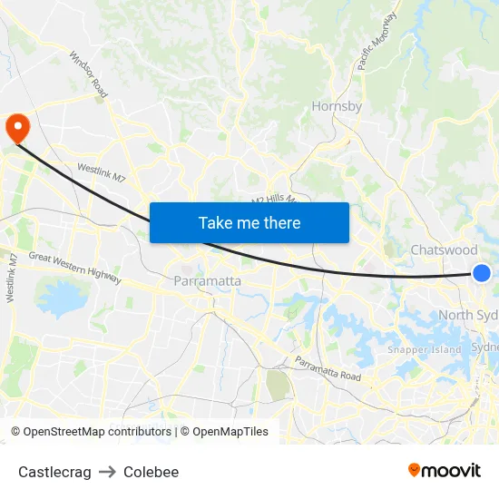 Castlecrag to Colebee map