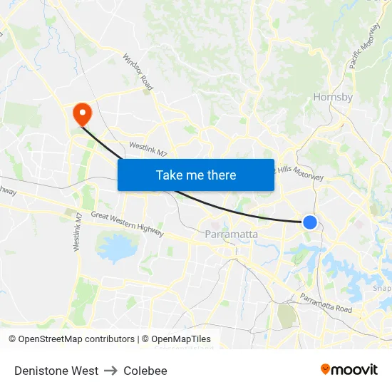 Denistone West to Colebee map