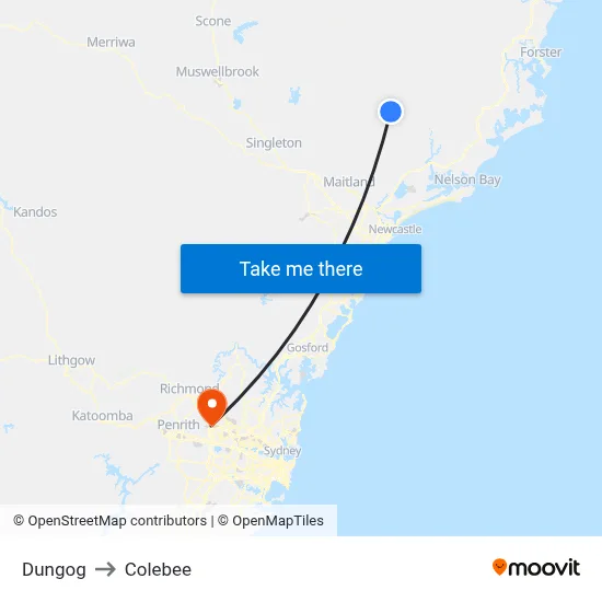 Dungog to Colebee map