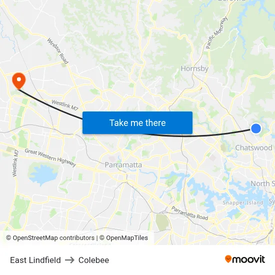 East Lindfield to Colebee map