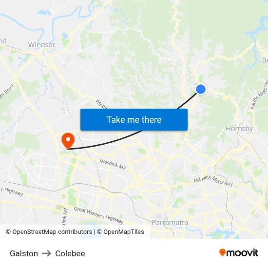 Galston to Colebee map