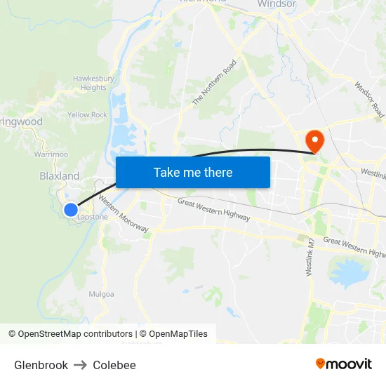 Glenbrook to Colebee map