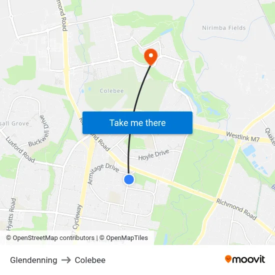 Glendenning to Colebee map
