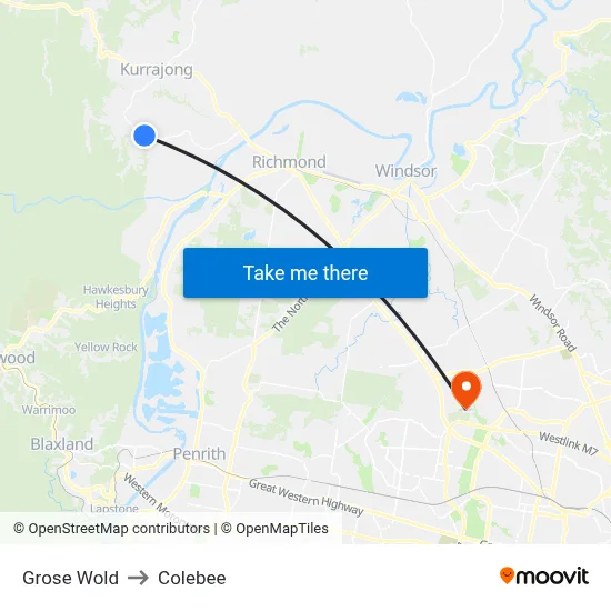 Grose Wold to Colebee map