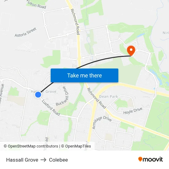 Hassall Grove to Colebee map
