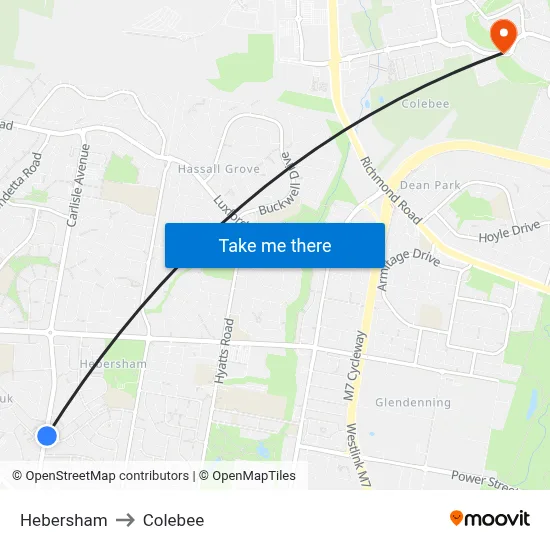 Hebersham to Colebee map
