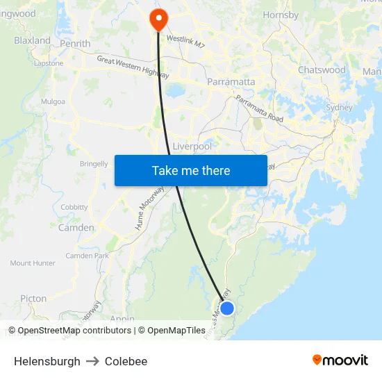 Helensburgh to Colebee map
