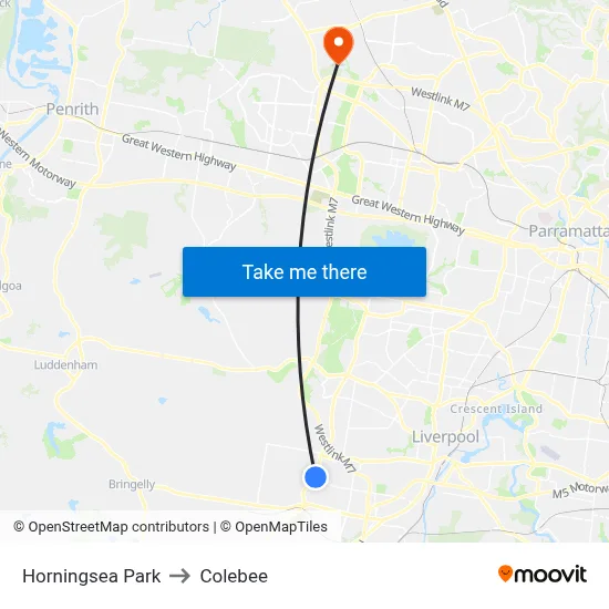 Horningsea Park to Colebee map