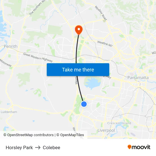 Horsley Park to Colebee map