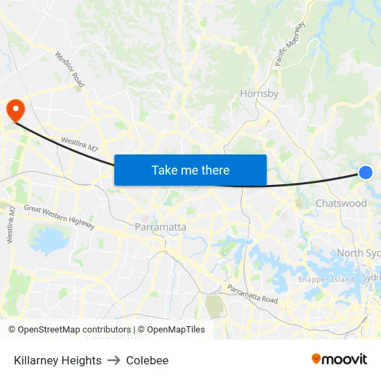 Killarney Heights to Colebee map