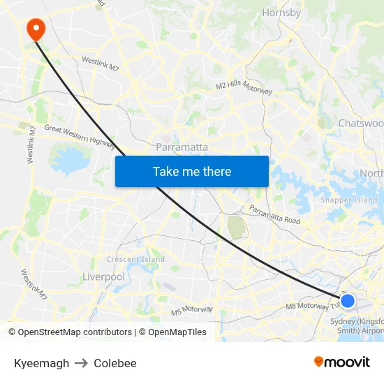 Kyeemagh to Colebee map