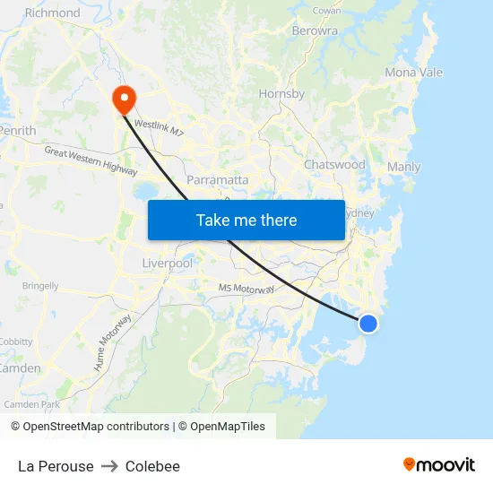 La Perouse to Colebee map