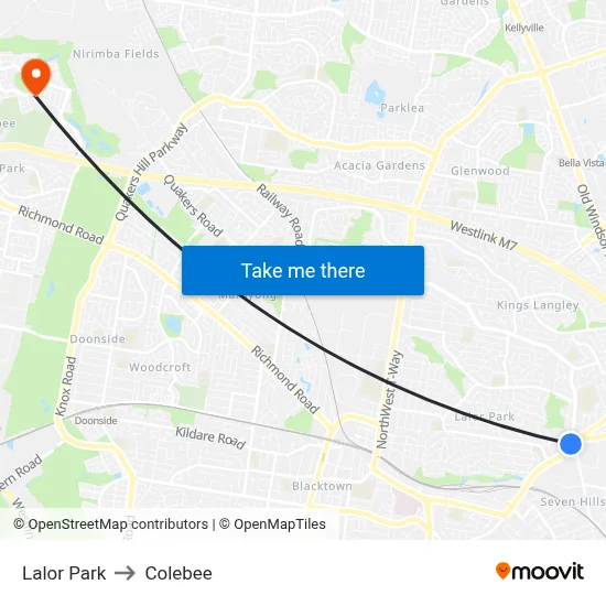 Lalor Park to Colebee map
