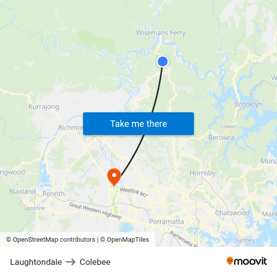 Laughtondale to Colebee map