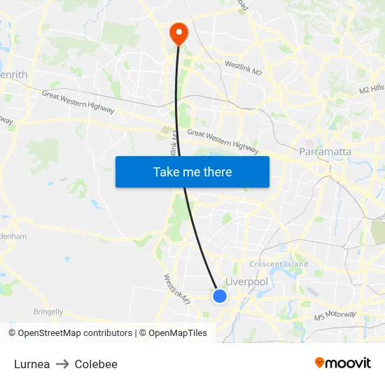 Lurnea to Colebee map