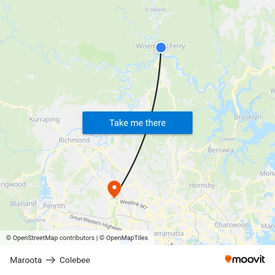 Maroota to Colebee map
