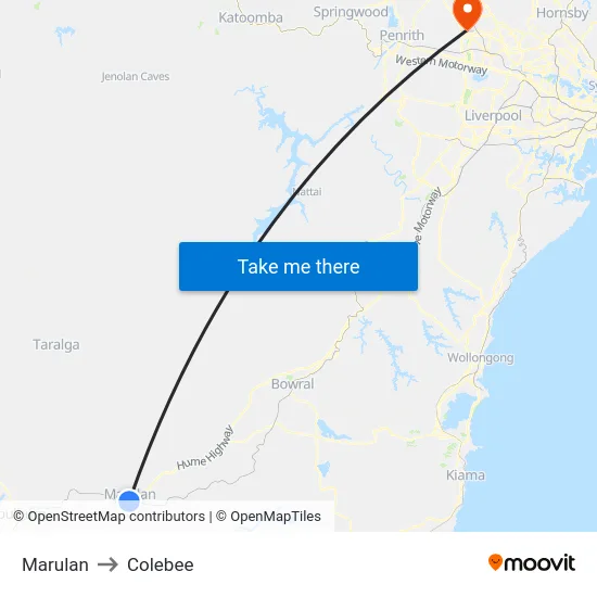 Marulan to Colebee map