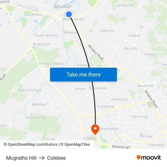 Mcgraths Hill to Colebee map