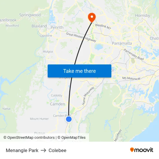 Menangle Park to Colebee map