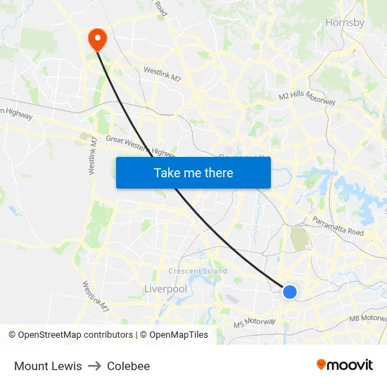 Mount Lewis to Colebee map