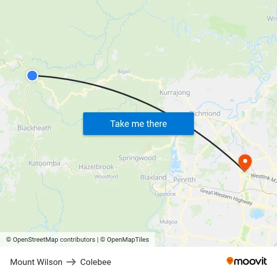Mount Wilson to Colebee map