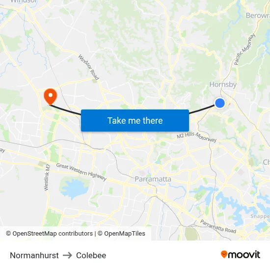 Normanhurst to Colebee map
