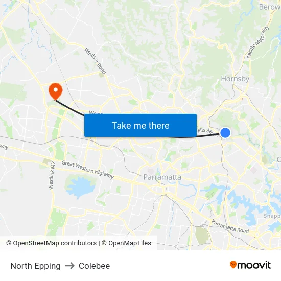 North Epping to Colebee map