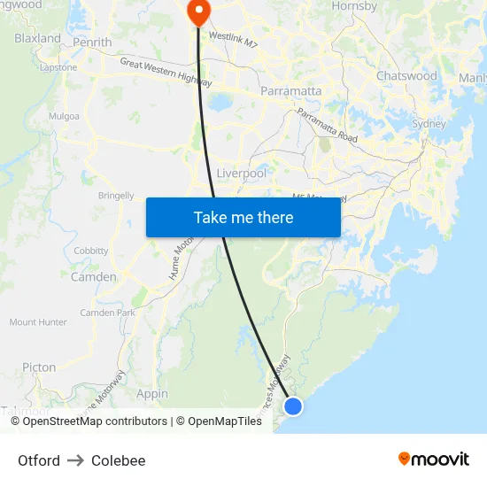 Otford to Colebee map