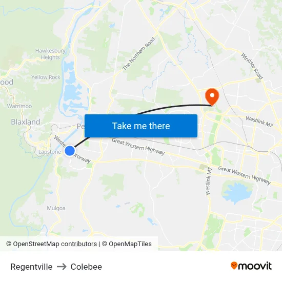 Regentville to Colebee map