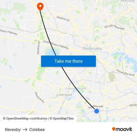 Revesby to Colebee map