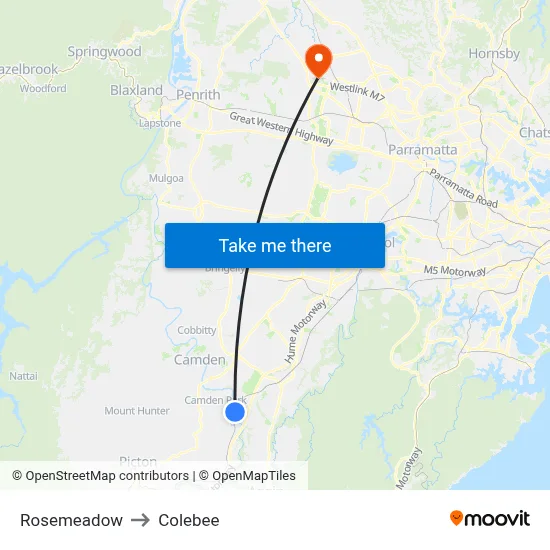 Rosemeadow to Colebee map