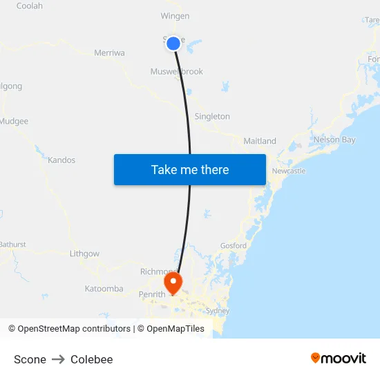 Scone to Colebee map
