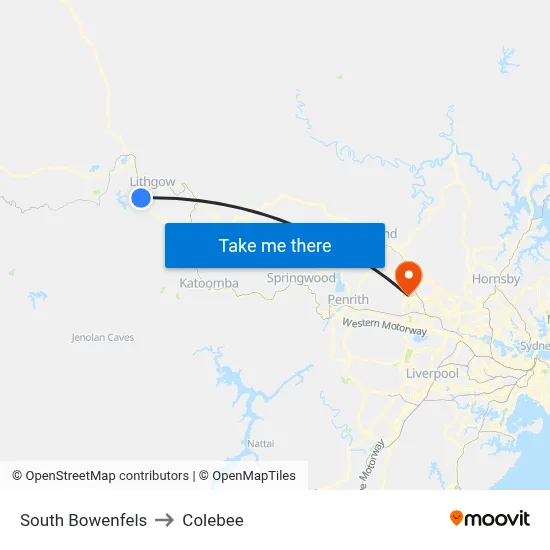 South Bowenfels to Colebee map