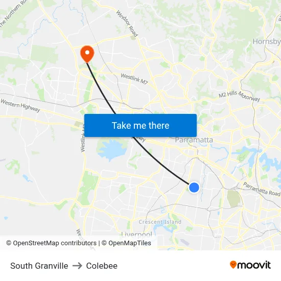 South Granville to Colebee map