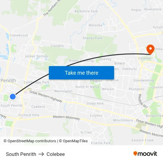 South Penrith to Colebee map